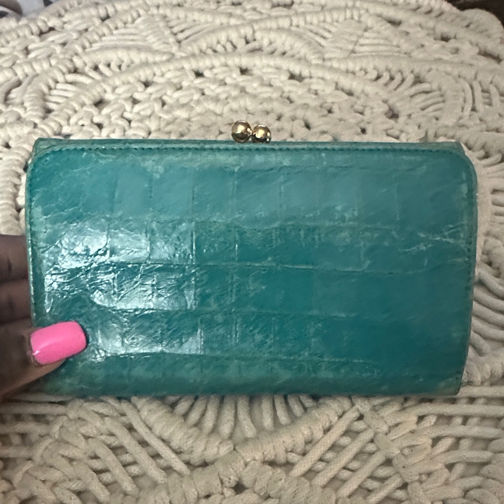 Miu Miu Teal Crocodile-Embossed Wallet - Picture 5 of 16
